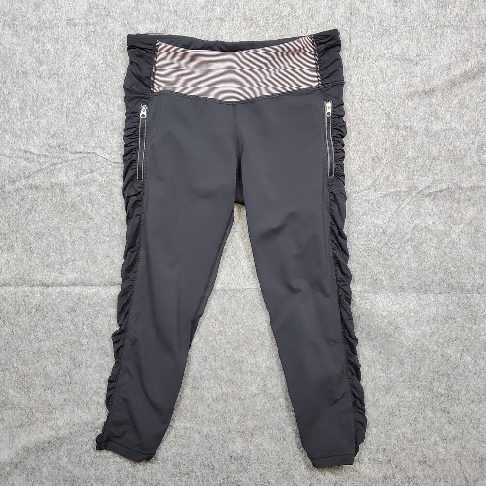 Lululemon Leggings Womens 6 Run in the Sun Crop 19" Zip Pockets Gym Workout Yoga